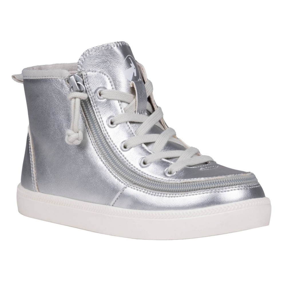 BILLY Footwear Kids' Size 6 Haring Sneakers - Silver, Zipper, Lace Up, Cushioned